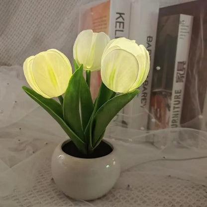LED Tulip Night Light Can Be Plugged In Or On The Battery