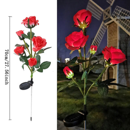 5 Heads Rose Lawn Lamp Solar Lights Outdoor Decorative