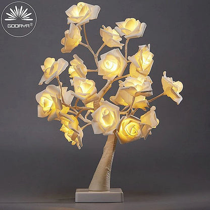 Big LED Rose Tree Lights USB Plug Table Lamp Fairy