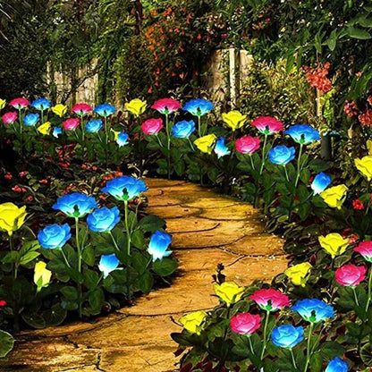 5 Heads Rose Lawn Lamp Solar Lights Outdoor Decorative
