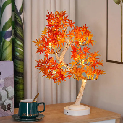 Artificial Bonsai Tree Lights Table Decor Maple Leaves