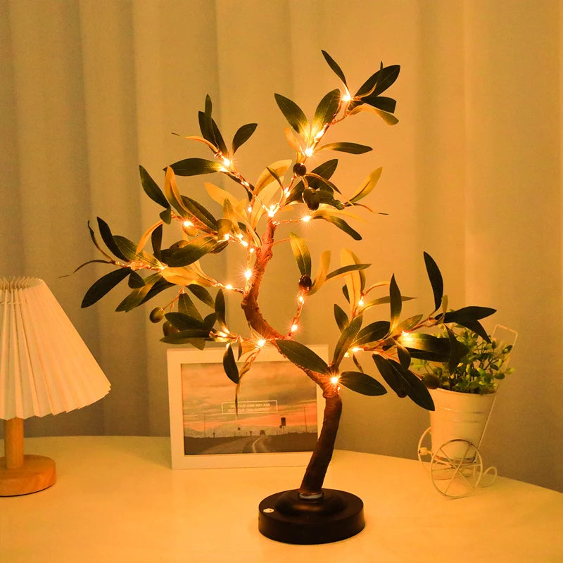 LED Tree Lights, Green Atmosphere Light, Battery Table lamps