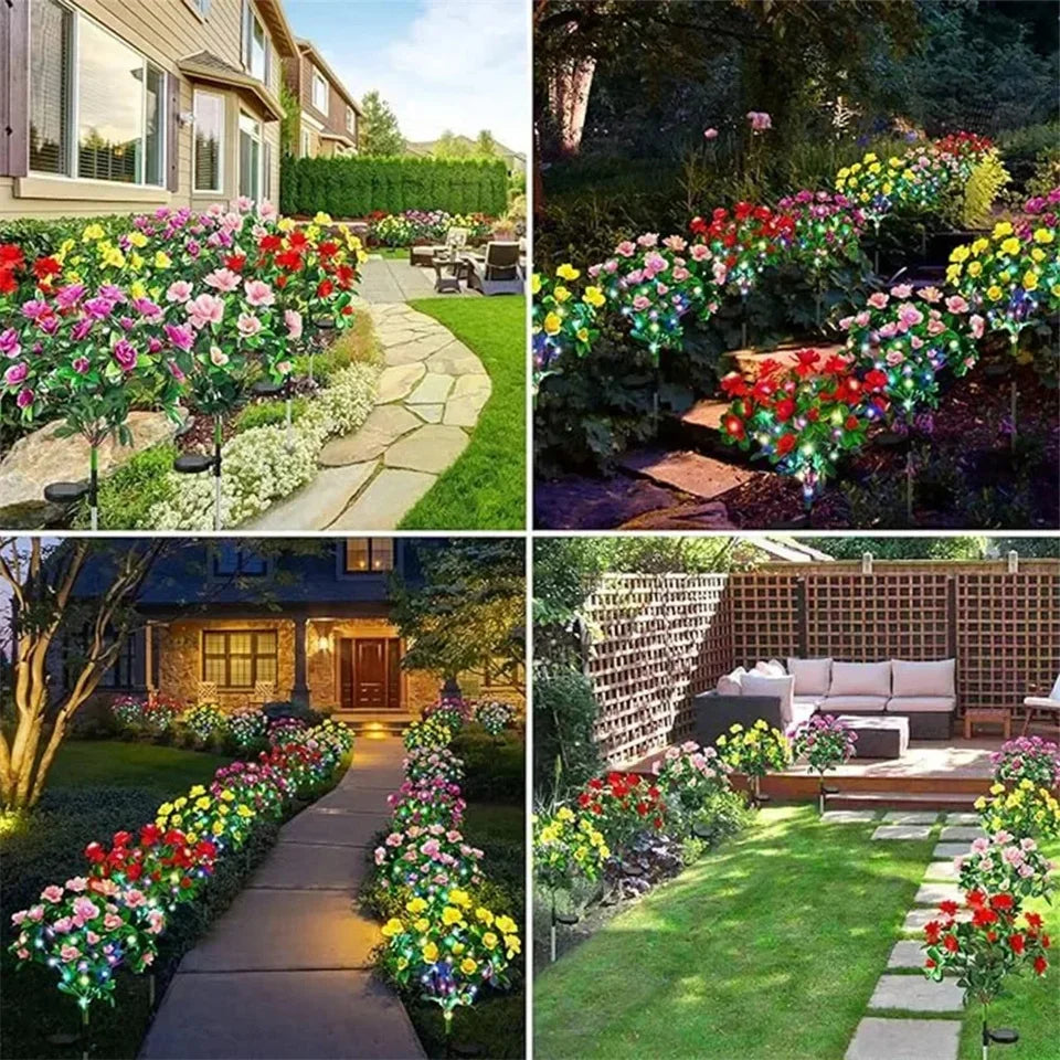 Waterproof LED Azalea Flower Solar Lights Outdoor