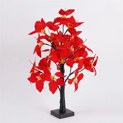 60CM Lighted Artificial Poinsettia Flower Tree Battry Operated