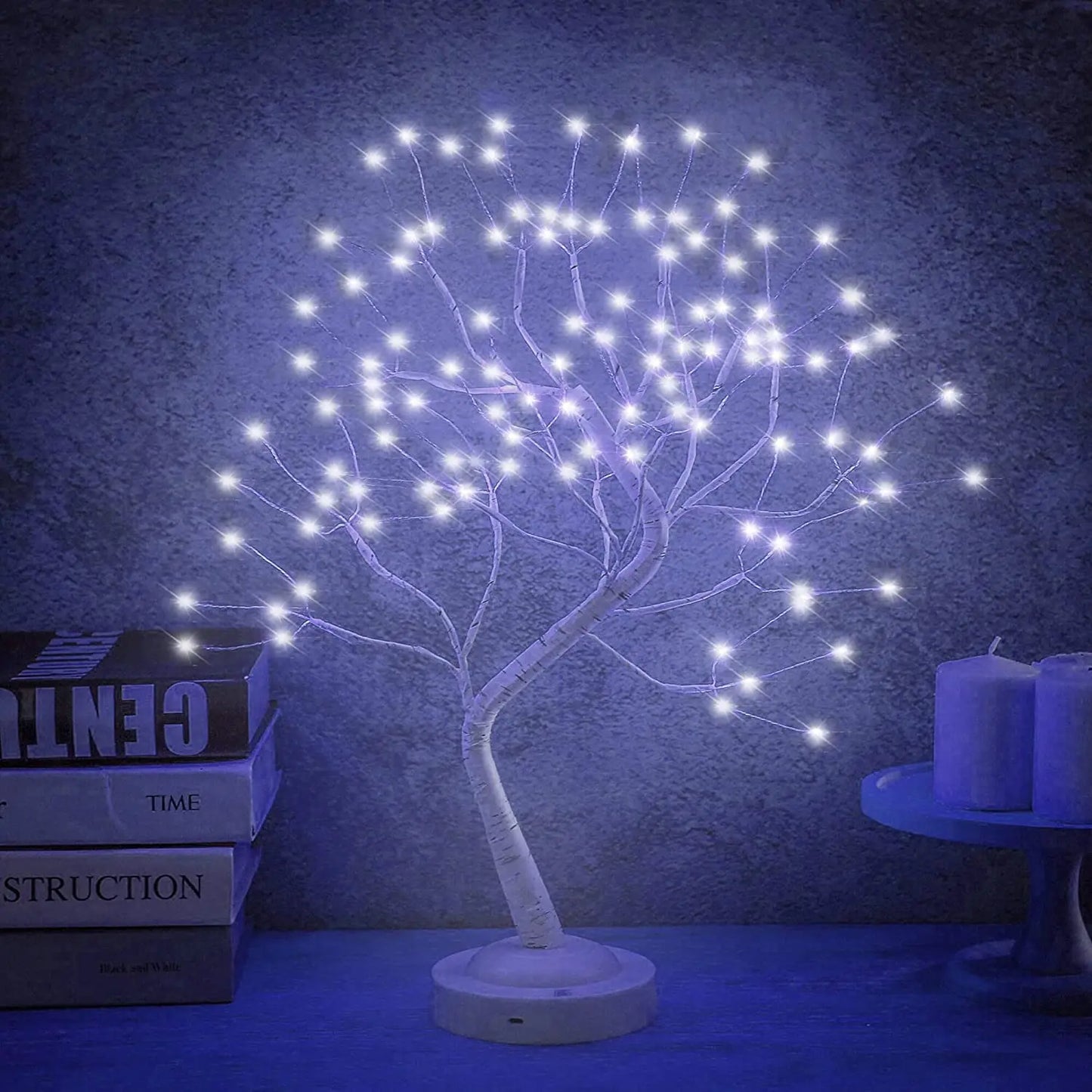 LED Birch Tabletop Bonsai Tree Night Light Mini Christmas