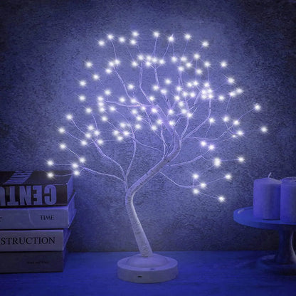 LED Birch Tabletop Bonsai Tree Night Light Mini Christmas