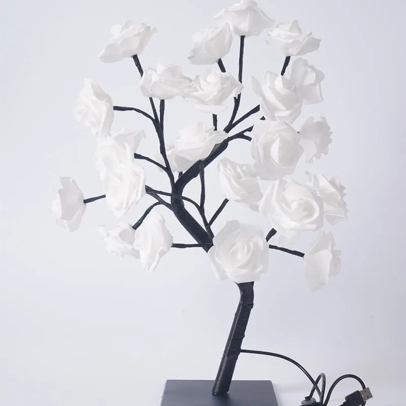 Big LED Rose Tree Lights USB Plug Table Lamp Fairy