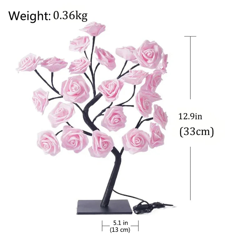 LED Table Lamp Rose Flower Tree USB Night Lights