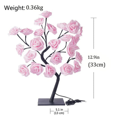 LED Table Lamp Rose Flower Tree USB Night Lights