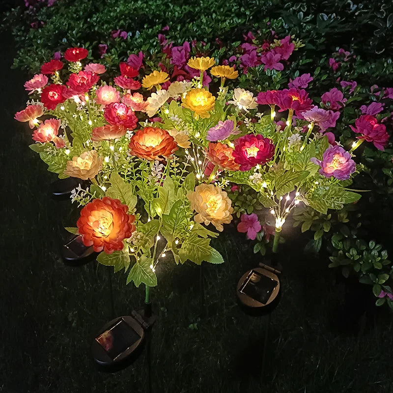 Solar LED lights, snow lotus flower lawn lamp, outdoor