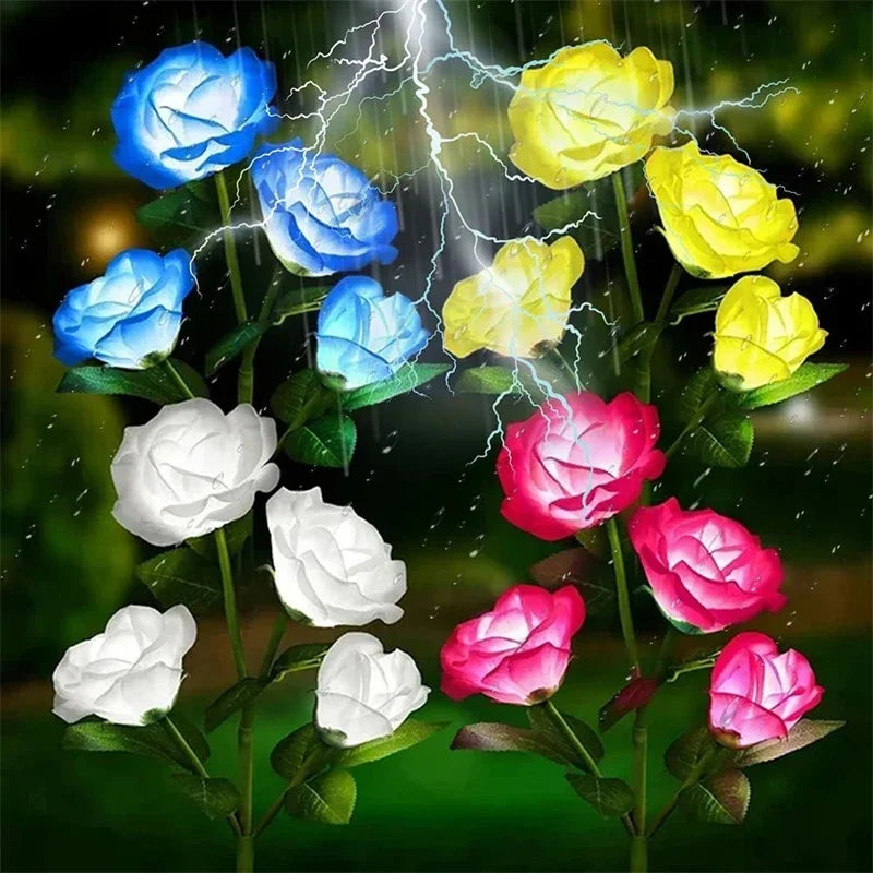 5 Heads Rose Lawn Lamp Solar Lights Outdoor Decorative