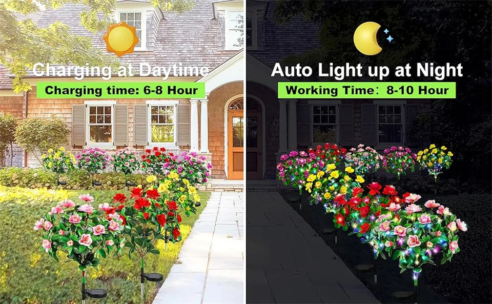 LED Solar Azalea Flowers Garden Lamp Home Decorative
