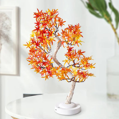 Artificial Bonsai Tree Lights Table Decor Maple Leaves