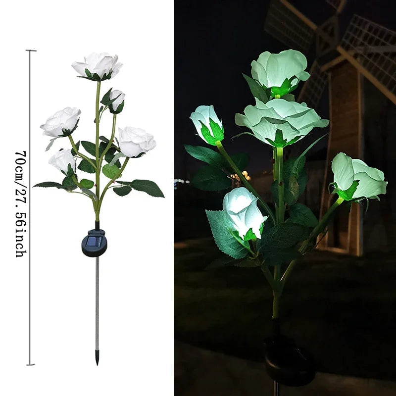 5 Heads Rose Lawn Lamp Solar Lights Outdoor Decorative