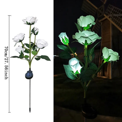 5 Heads Rose Lawn Lamp Solar Lights Outdoor Decorative