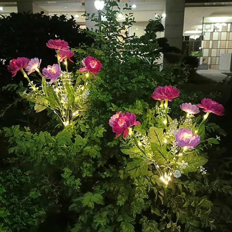 Solar LED lights, snow lotus flower lawn lamp, outdoor