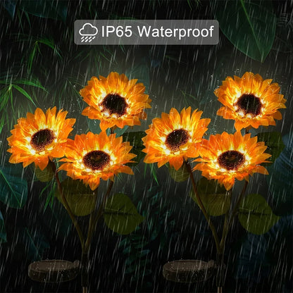 1/3 Head LED Solar Simulation Sunflower Lights Garden