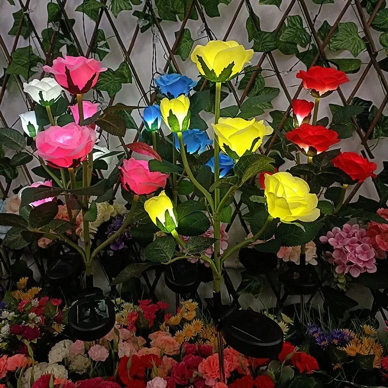 5 Heads Rose Lawn Lamp Solar Lights Outdoor Decorative