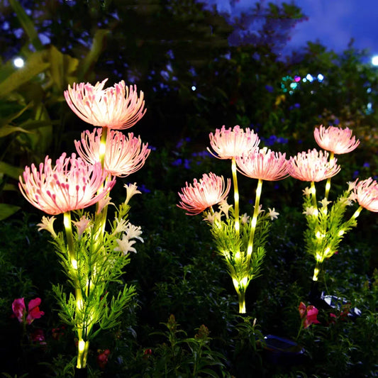 2PC solar powered shore flower ground plug-in lamp,