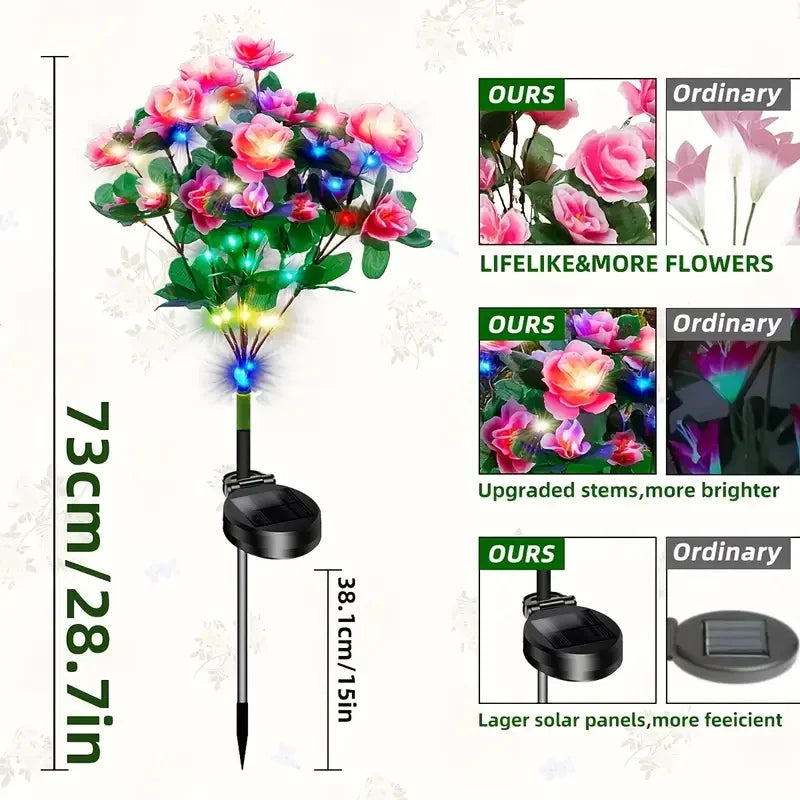 LED Solar Azalea Flowers Garden Lamp Home Decorative