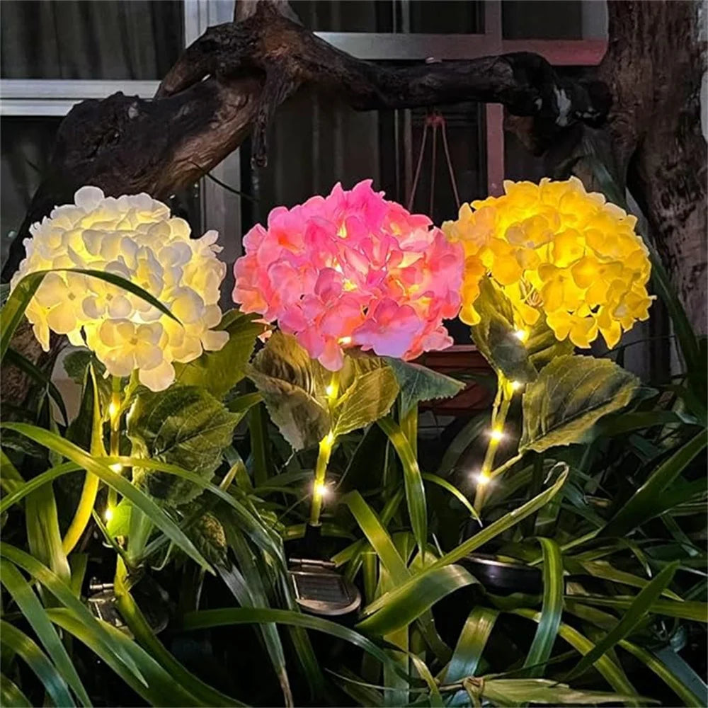 Solar Garden Lights Outdoor Decorative Hydrangeas LED
