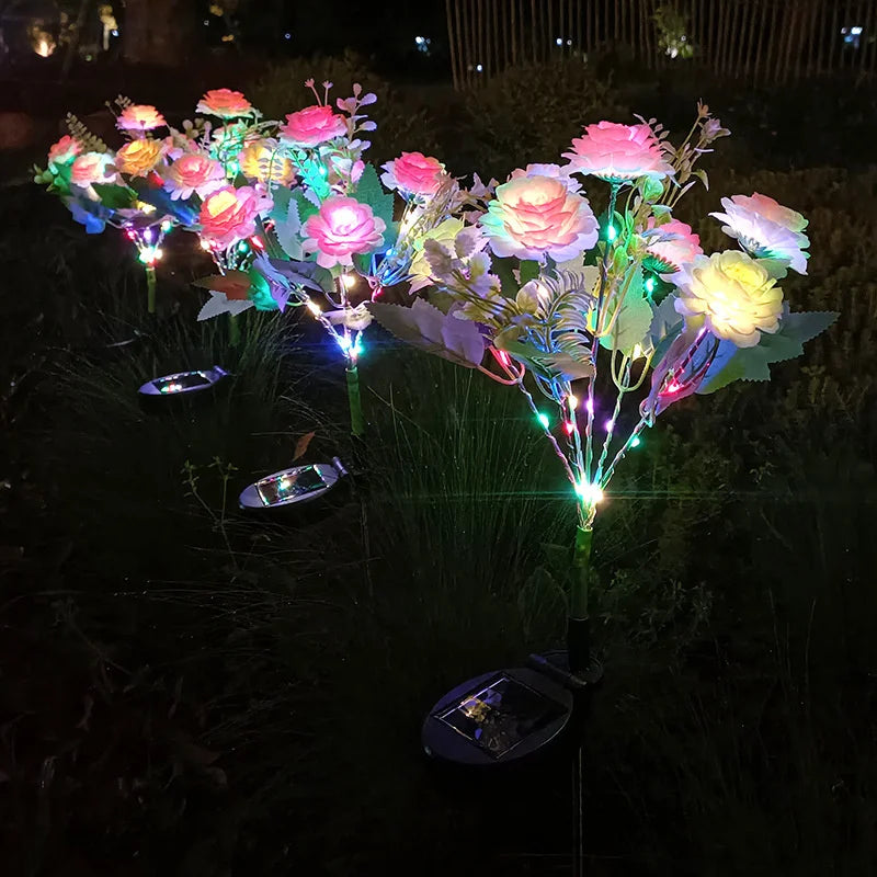 Solar LED Lights Hibiscus Flower Lawn Lamp IP65 Outdoor