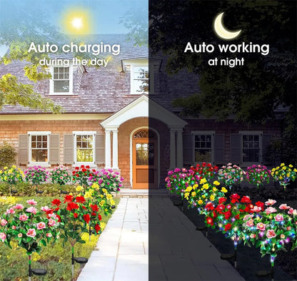 LED Solar Azalea Flowers Garden Lamp Home Decorative