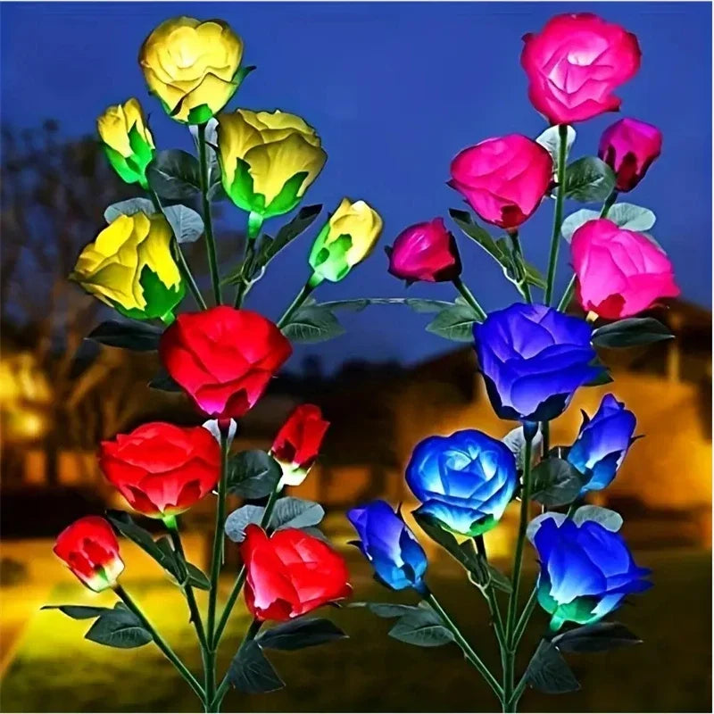 5 Heads Rose Lawn Lamp Solar Lights Outdoor Decorative