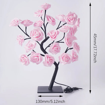24 LED Rose Tree Lights USB Plug Table Lamp Fairy