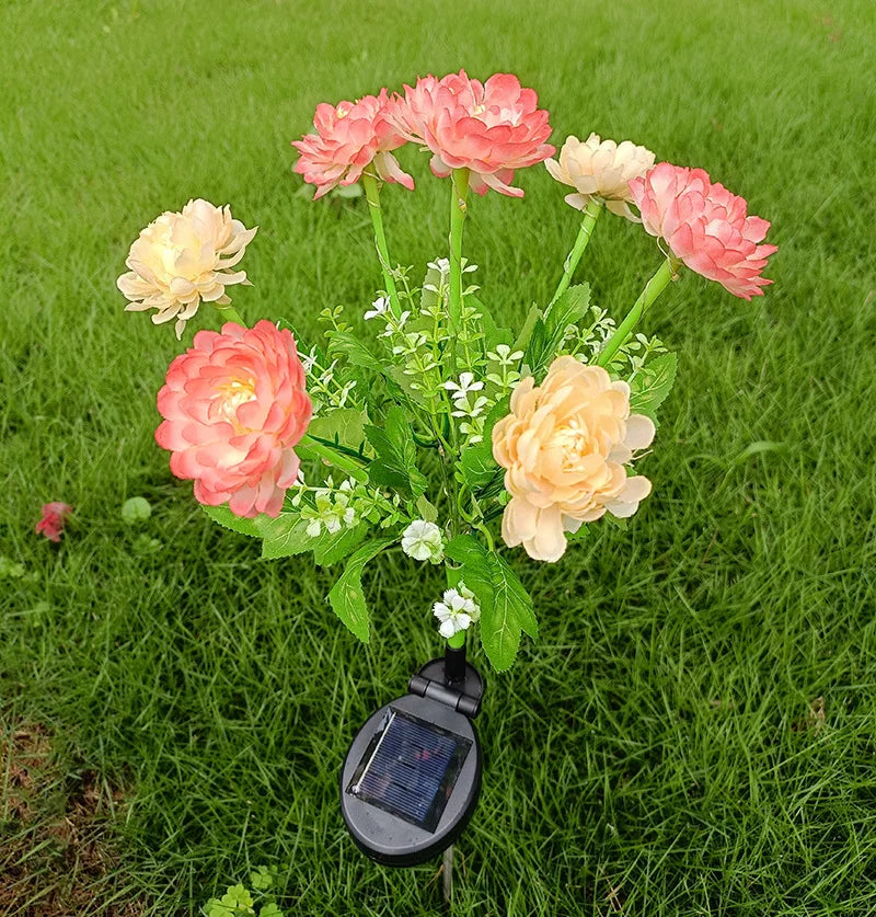 Solar LED lights, snow lotus flower lawn lamp, outdoor