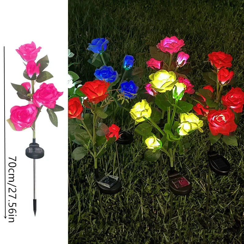 5 Heads Rose Lawn Lamp Solar Lights Outdoor Decorative