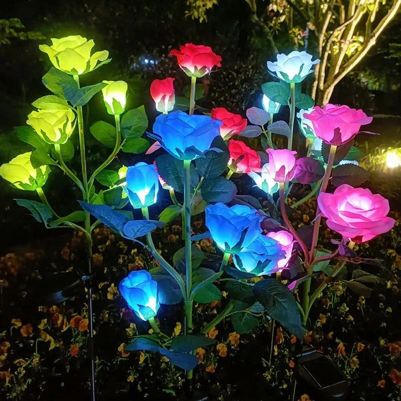 5 Heads Rose Lawn Lamp Solar Lights Outdoor Decorative