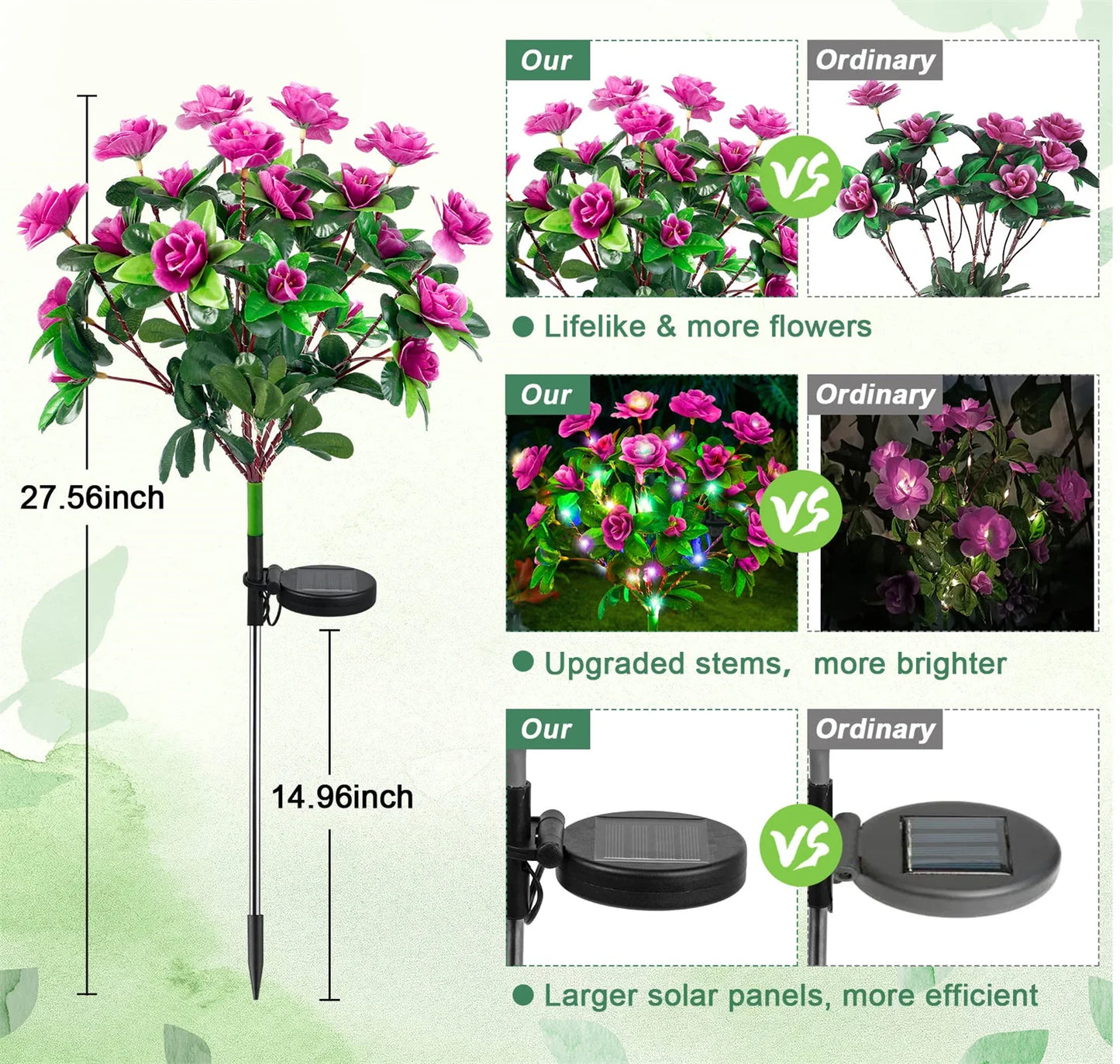 Waterproof LED Azalea Flower Solar Lights Outdoor
