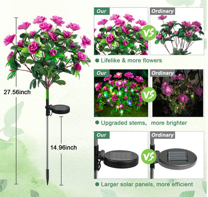 Waterproof LED Azalea Flower Solar Lights Outdoor