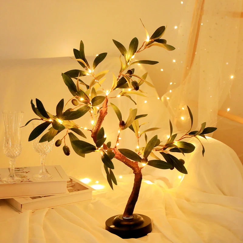 LED Tree Lights, Green Atmosphere Light, Battery Table lamps