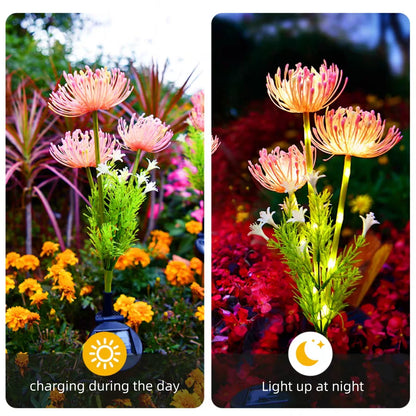 2PC solar powered shore flower ground plug-in lamp,