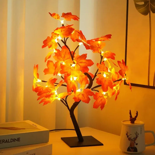 24 LED Fairy Flower Tree Table Lamps Maple Leaf Lamp