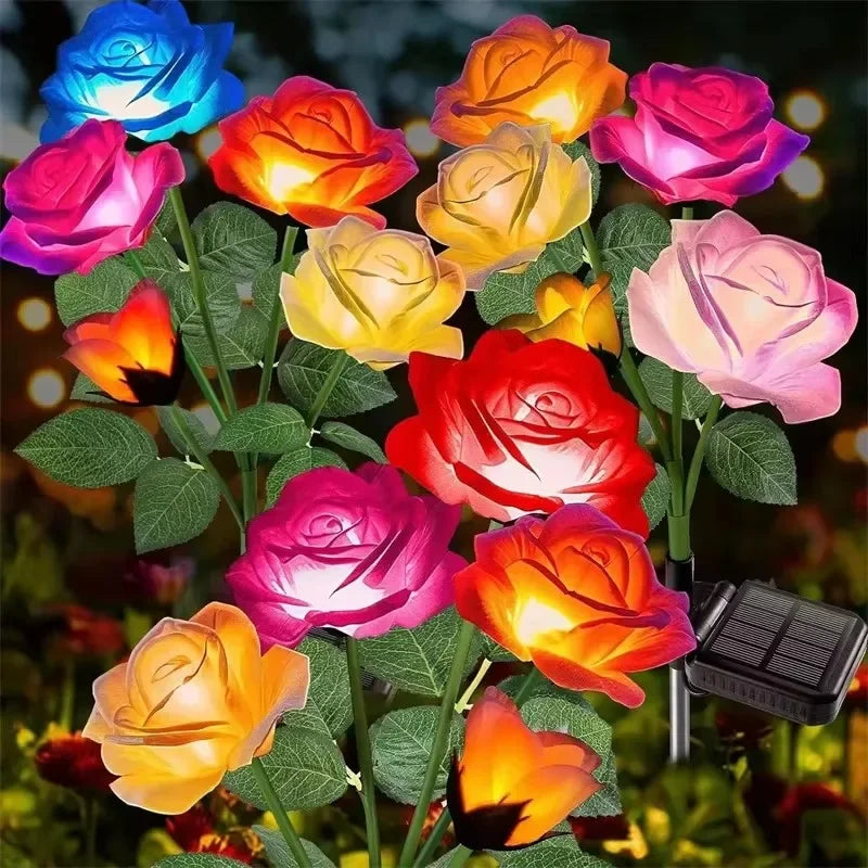 5 Heads Rose Lawn Lamp Solar Lights Outdoor Decorative