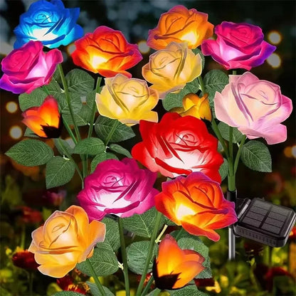 5 Heads Rose Lawn Lamp Solar Lights Outdoor Decorative
