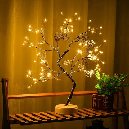 LED Rose Leaf Table Lamp USB Christmas Tree Fairy