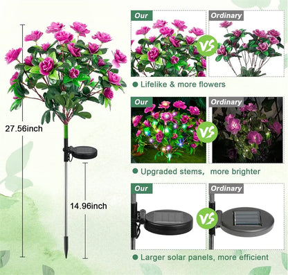 LED Solar Azalea Flowers Garden Lamp Home Decorative