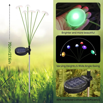 Solar LED Jellyfish Sway Lights Garden Decor Waterproof