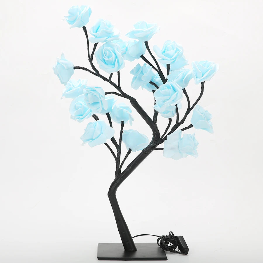 24 LED Rose Tree Lights USB Plug Table Lamp Fairy