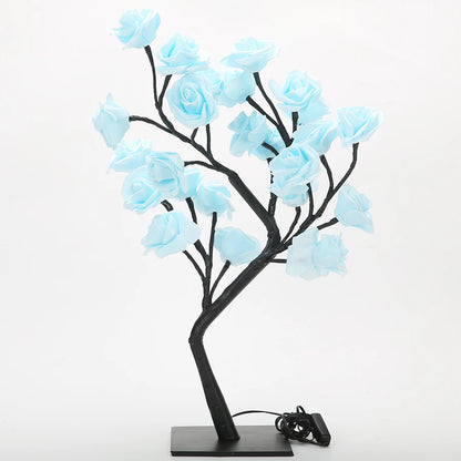 24 LED Rose Tree Lights USB Plug Table Lamp Fairy